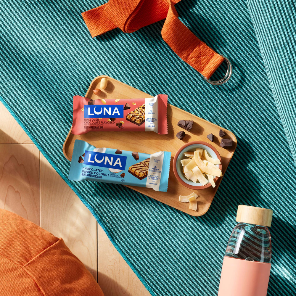 Luna Bar protein snack on the go in a bag or pocket