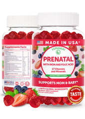 Lunakai 17-in-1 prenatal vitamins bottle for daily pregnancy support.
