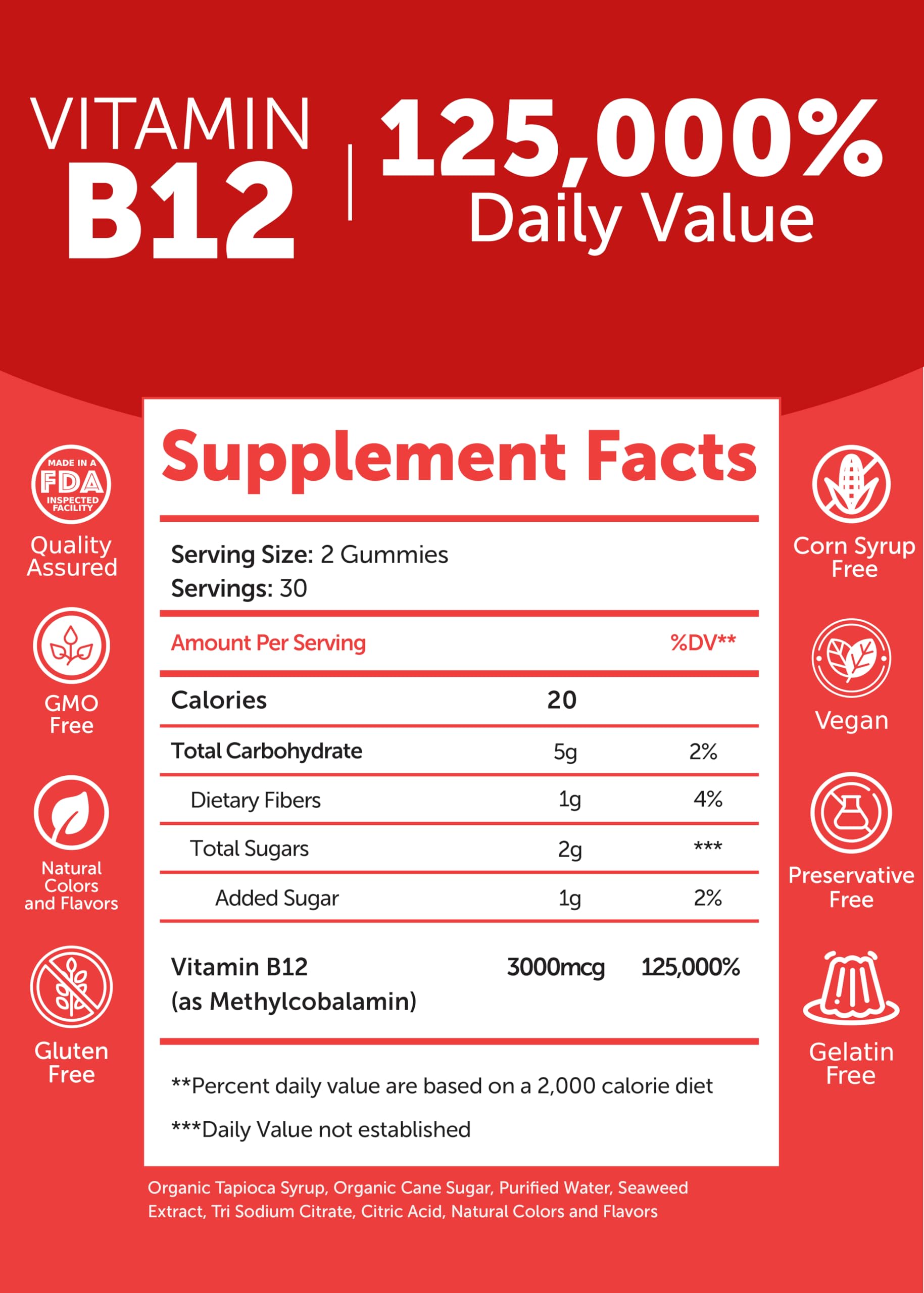 Lunakai B12 gummies vegan non-GMO icon highlights healthy lifestyle.