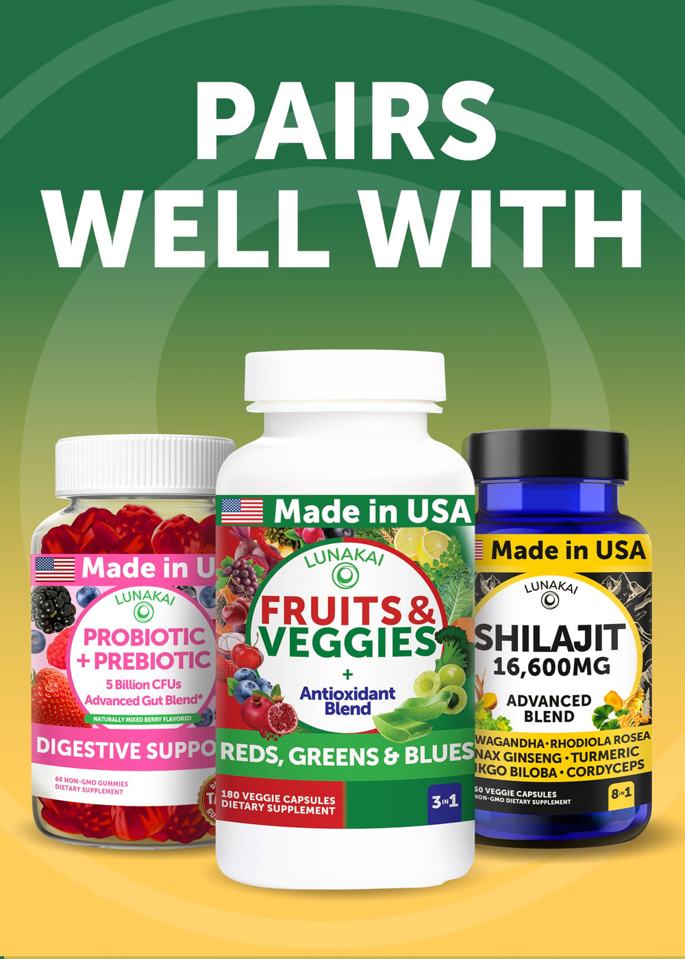 Lunakai capsules easy-swallow form demonstrates user-friendly daily dosage.