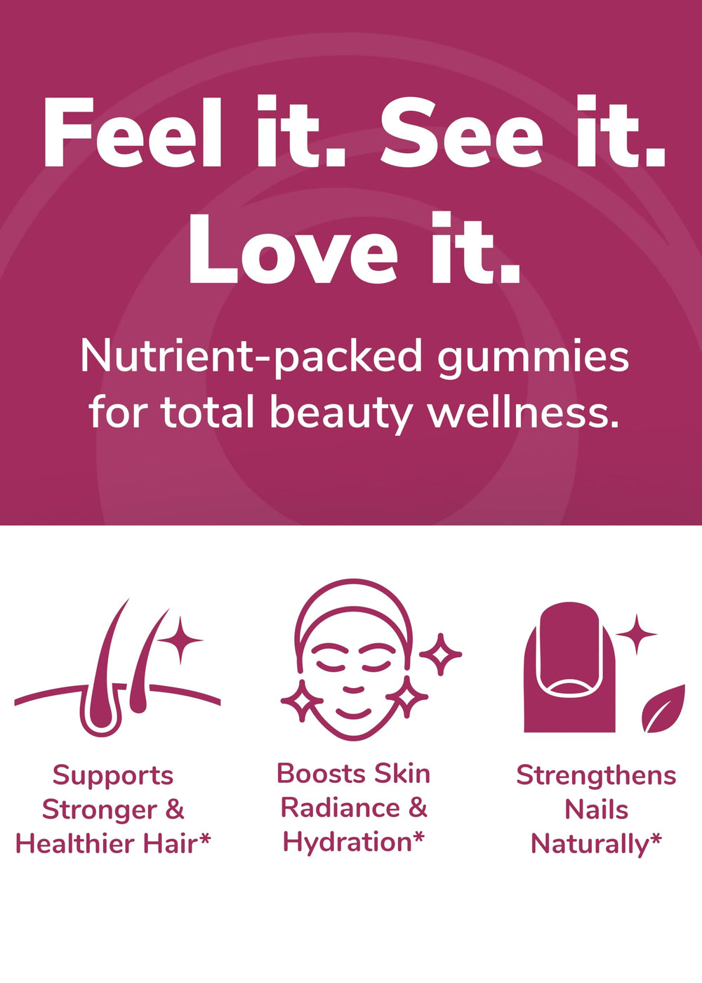 Lunakai hair gummies chew texture closeup communicates natural-tasting bite.