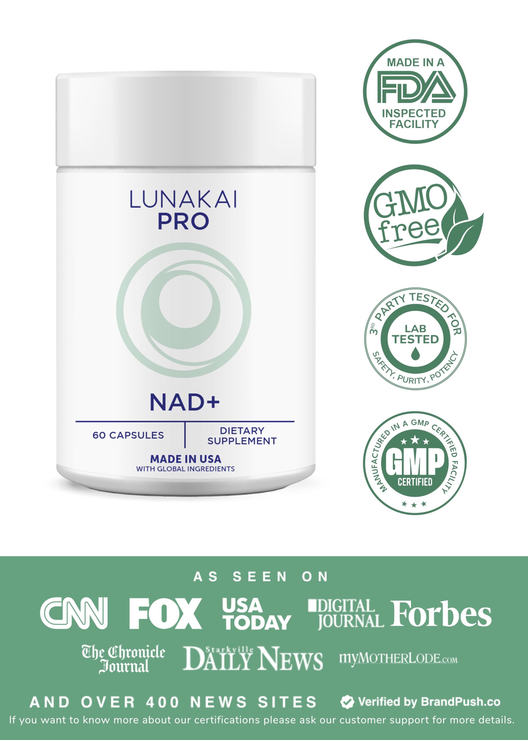 Lunakai NADPlus capsules ready for easy daily dosage and consistency.