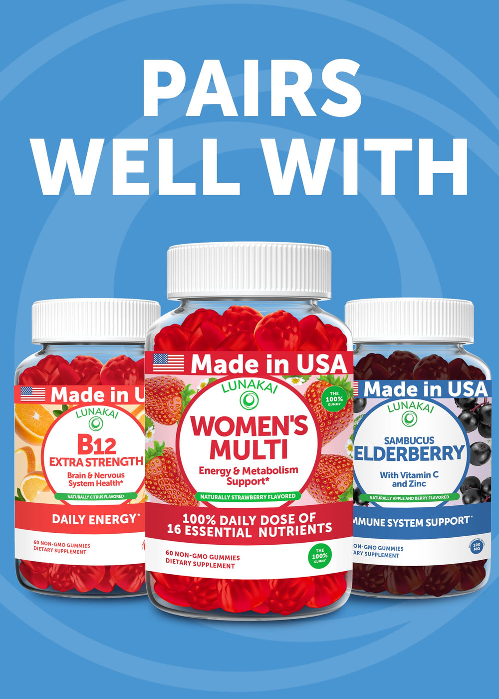 Lunakai non-GMO gummies free from gluten, dairy, and soy