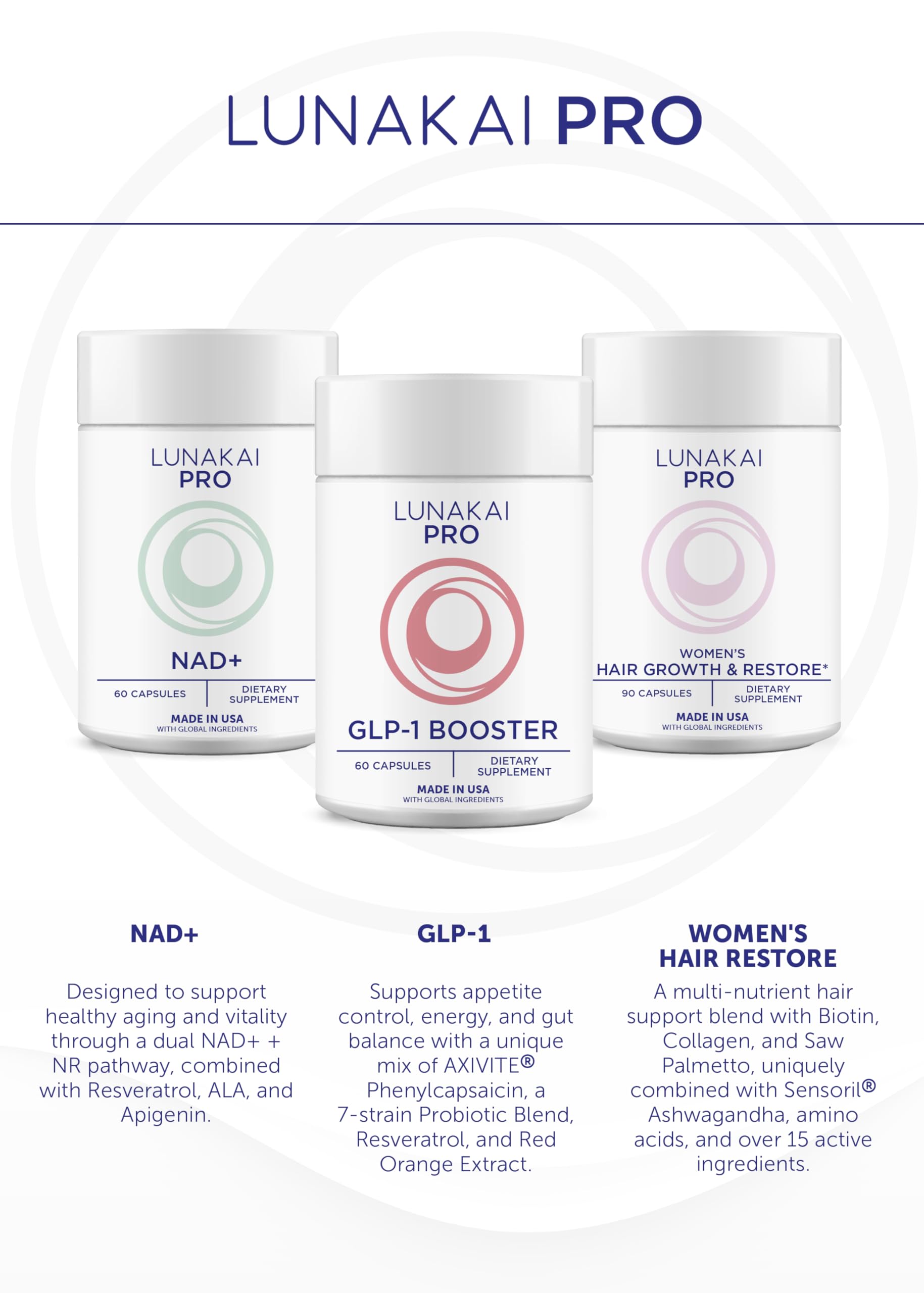 Lunakai Pro back-label information emphasizing ingredients and transparency.