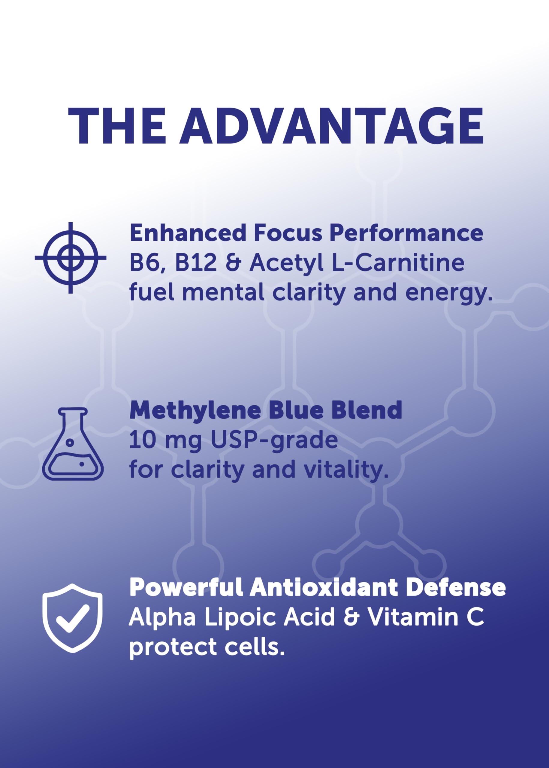 Lunakai Pro label detail featuring pharmaceutical-grade methylene blue and vitamins.