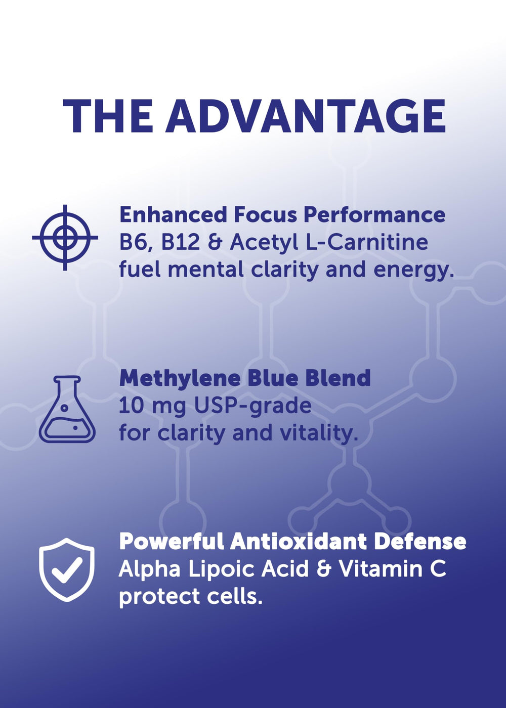 Lunakai Pro label detail featuring pharmaceutical-grade methylene blue and vitamins.
