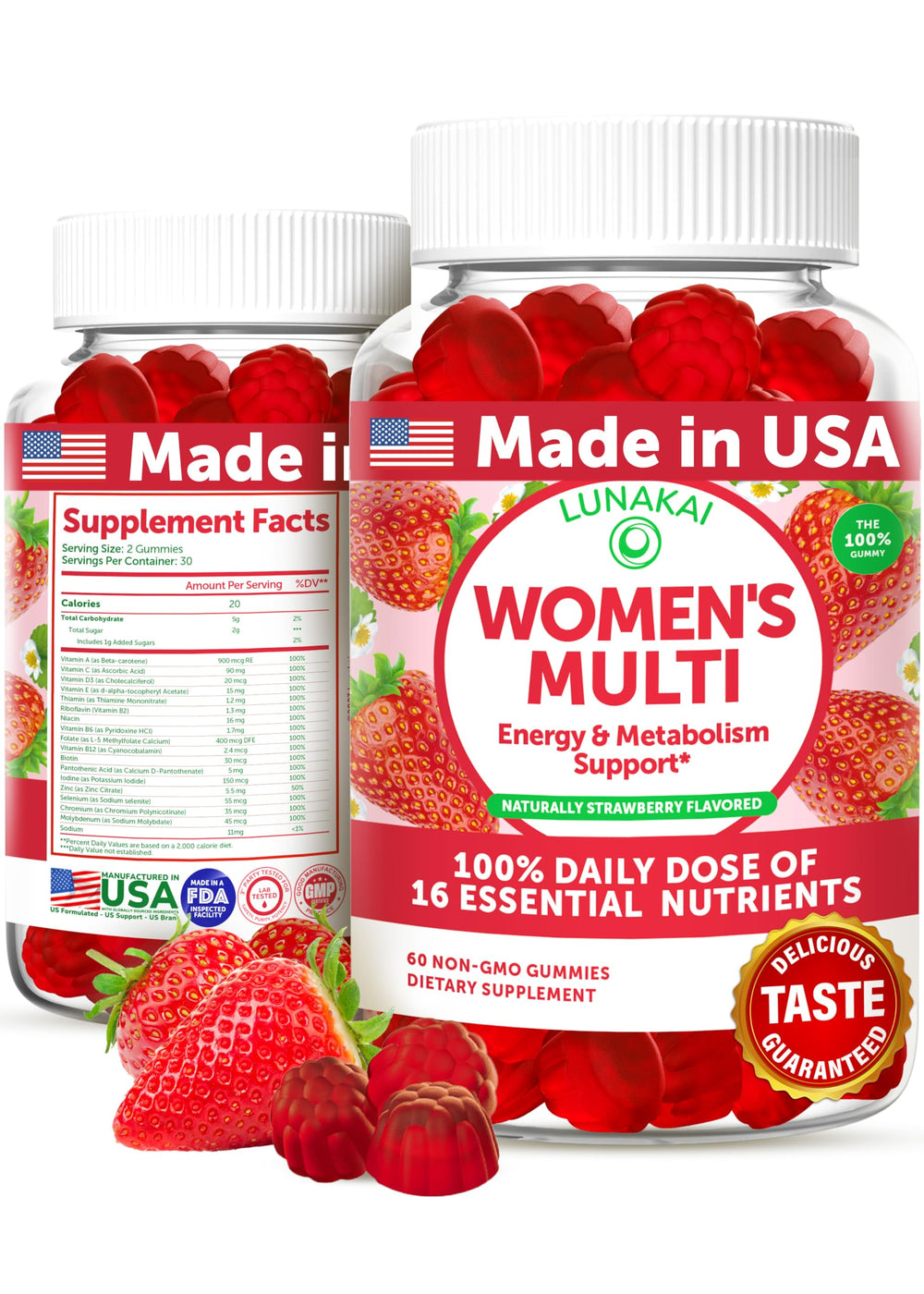 Lunakai multivitamin gummies bottle for daily wellness and easy daily dosing.