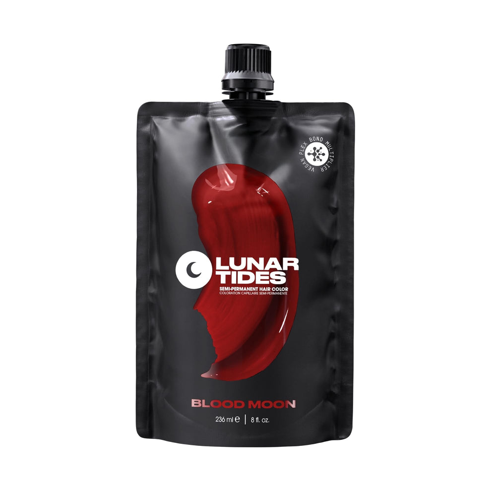 Lunar Tides Blood Moon bottle close-up showing vibrant semi-permanent color option