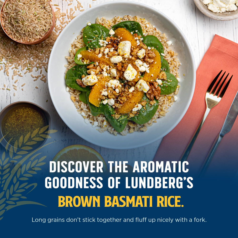 Lundberg Brown Rice pilaf-ready setup with herbs and nuts