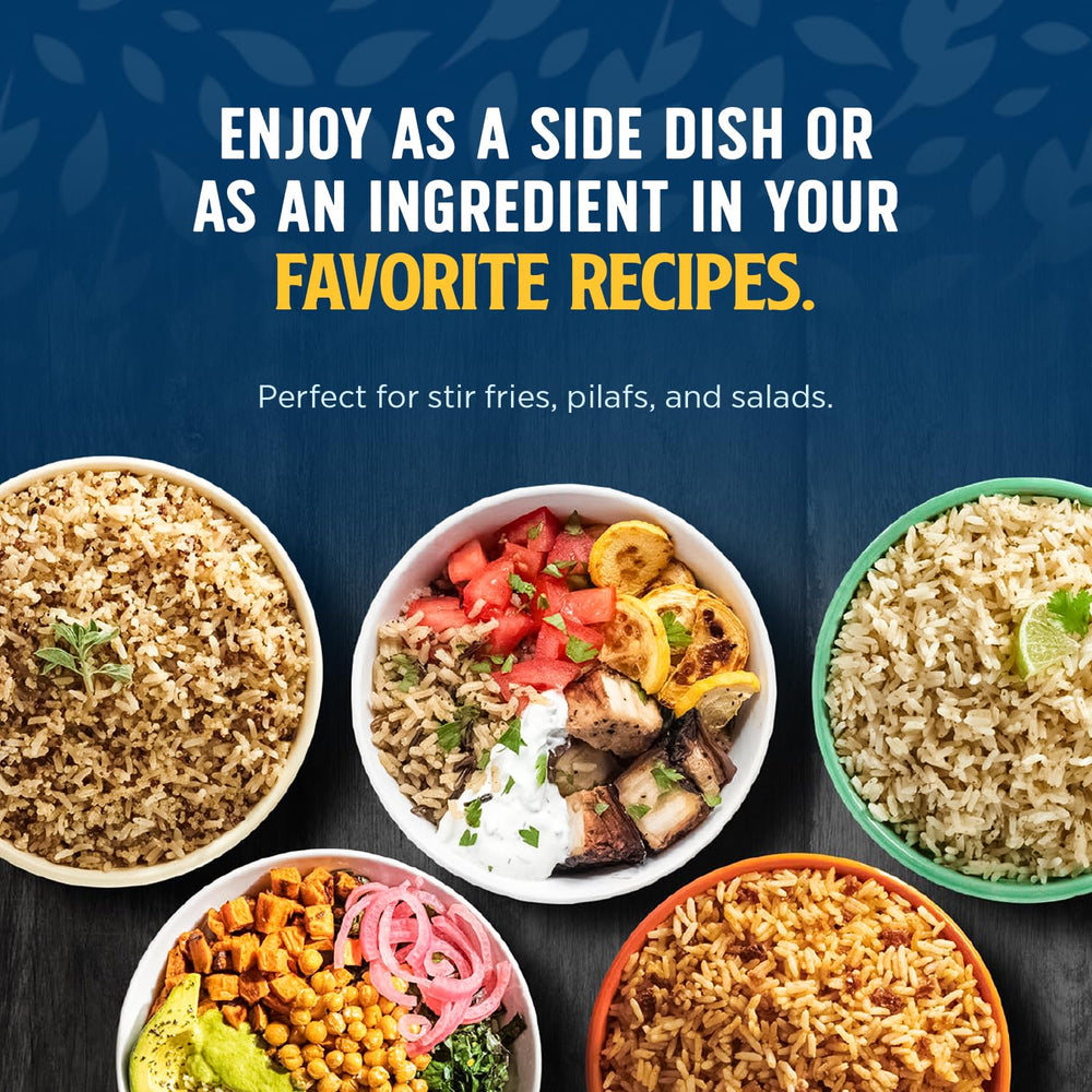 Lundberg Brown Rice stir-fry-ready ingredients arranged for cooking