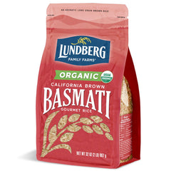 Lundberg Organic Basmati Brown Rice packshot, California-grown grains ideal for pilafs and sides