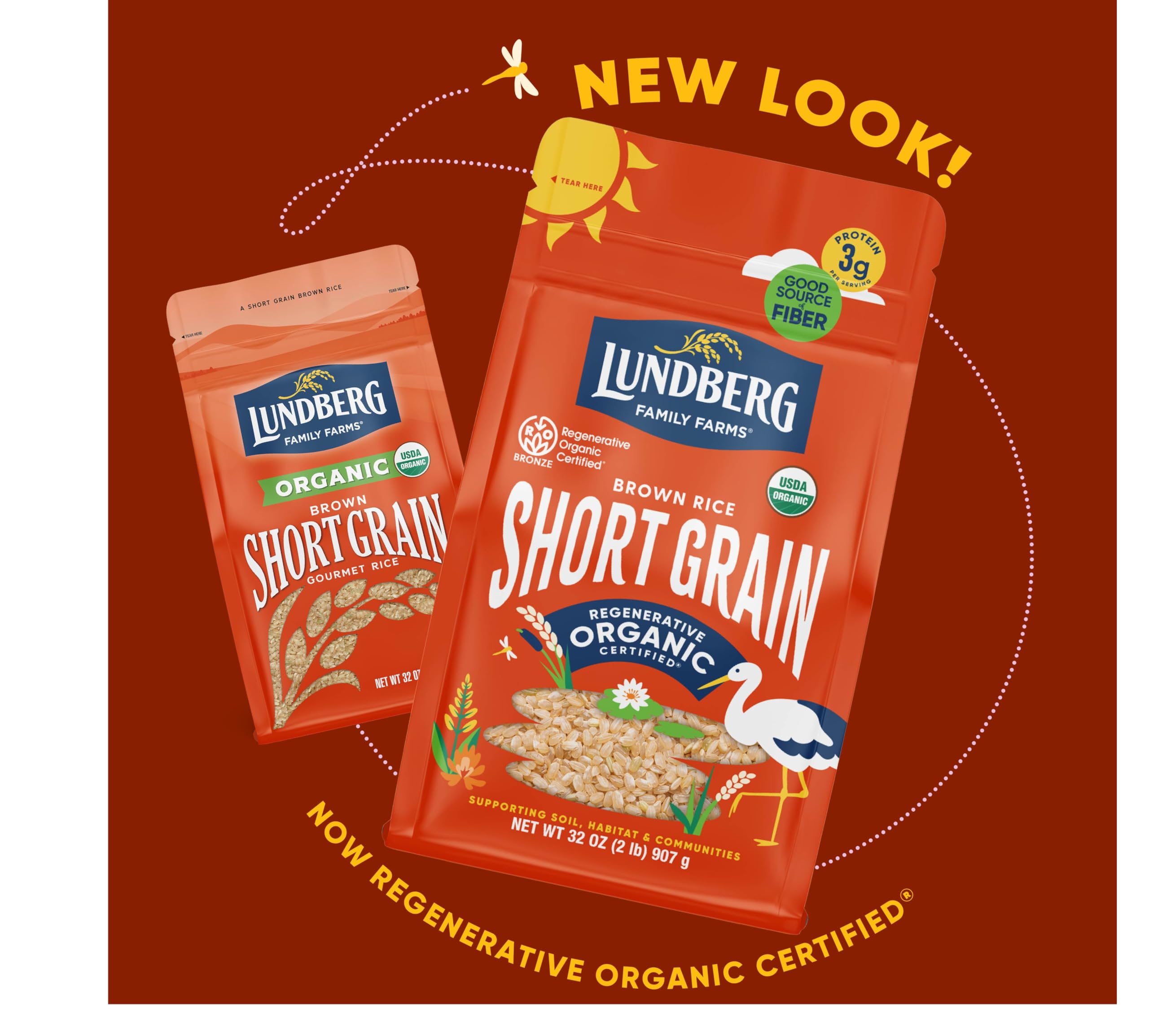 Lundberg Organic Brown Short Grain Rice pantry staple on kitchen shelf