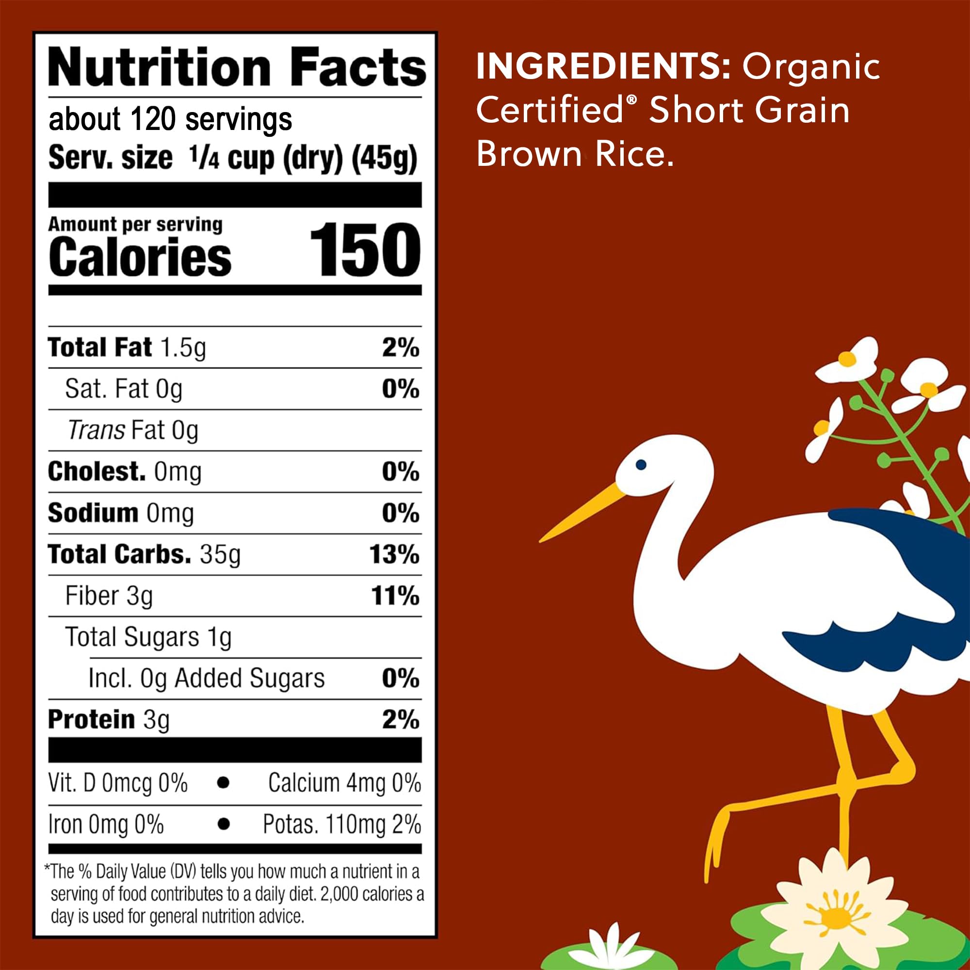 Lundberg organic rice packaging, highlights vegan, non-GMO, gluten-free attributes.