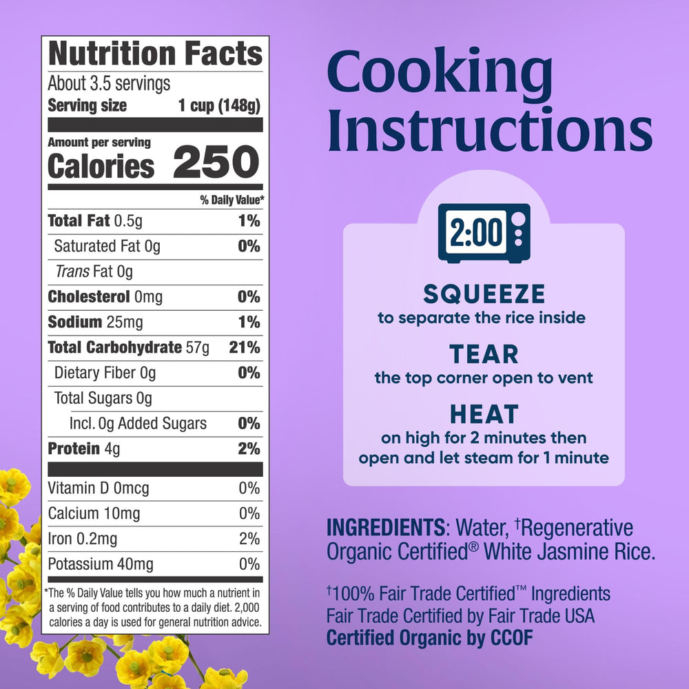 Lundberg Regenerative Jasmine Rice cooking pot with steam rising for quick meals.