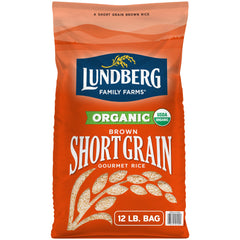 Lundberg short-grain brown rice bulk bag, pantry staple for versatile meals.