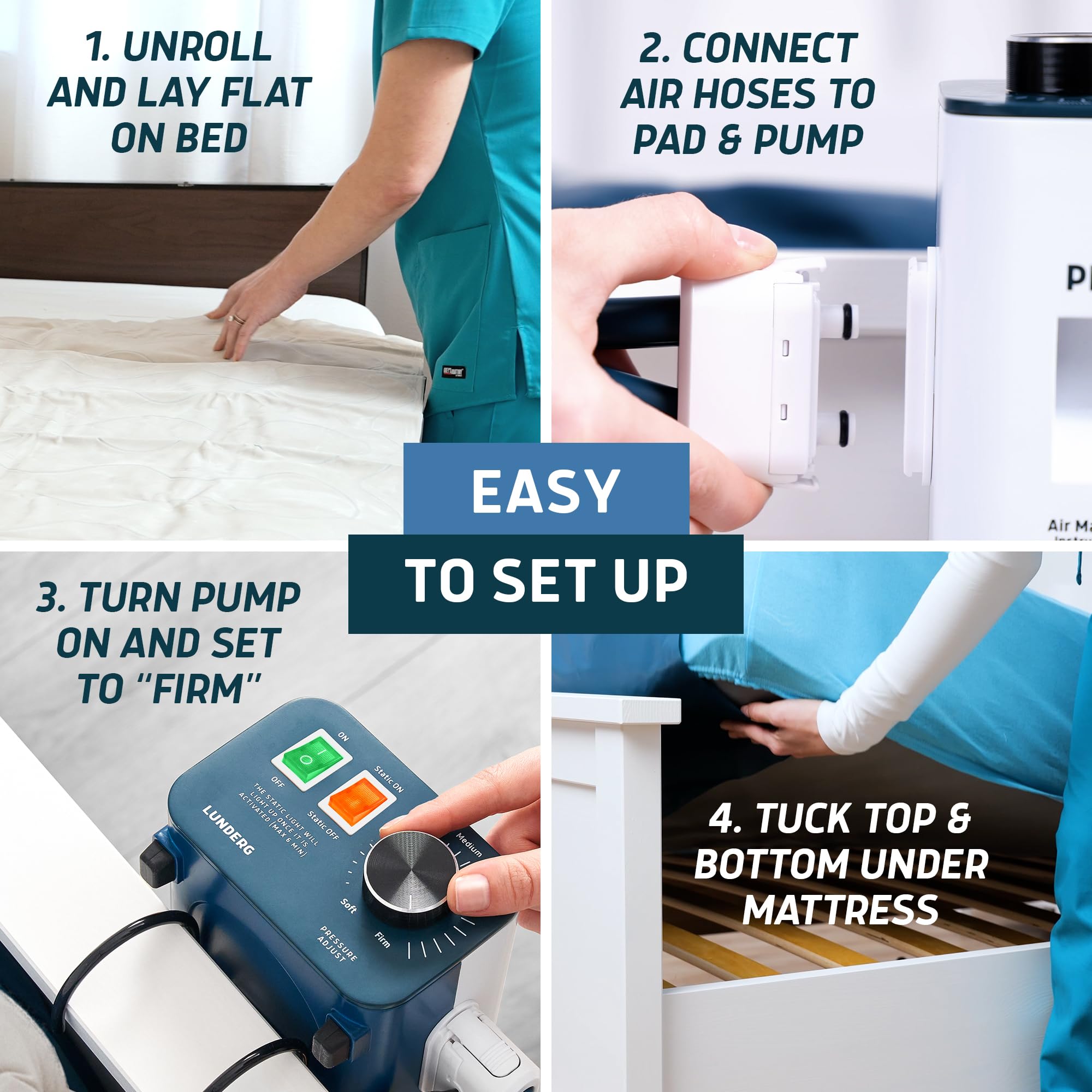 Lunderg pad shows easy hose connections and head-to-foot placement