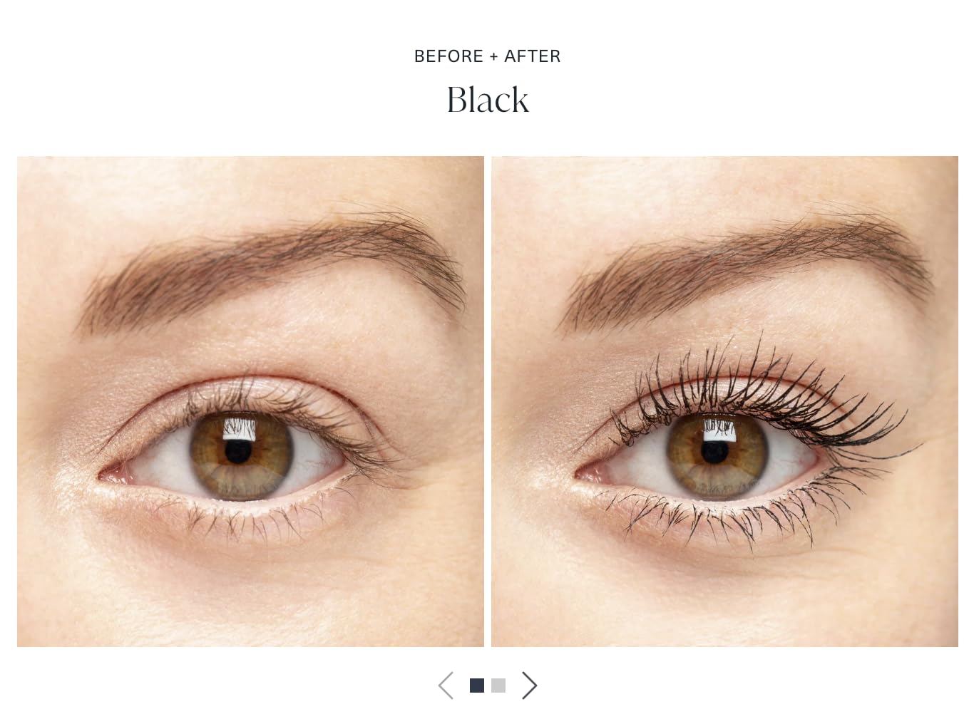 Lune+Aster Eclipse Mascara applied to lashes for defined volume and curl