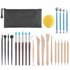 Luney 25-piece clay tools kit with wooden handles for precise sculpting