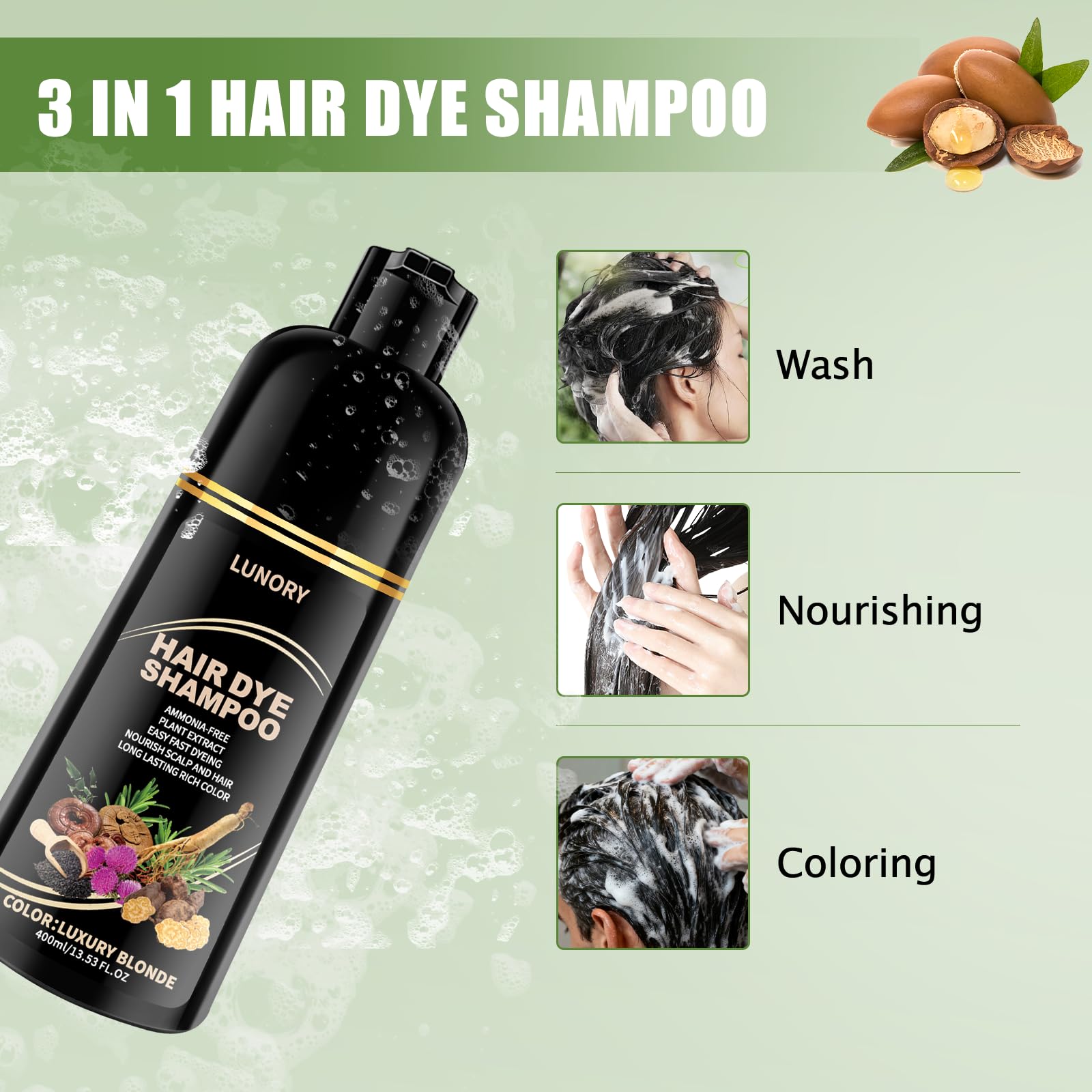 Lunory finished hair appears soft and shiny after use.