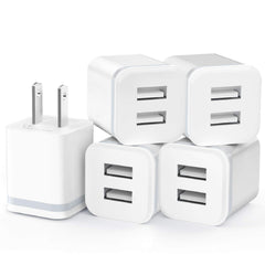 LUOATIP USB wall charger 5-pack front view showcases compact, travel-ready design for everyday use.