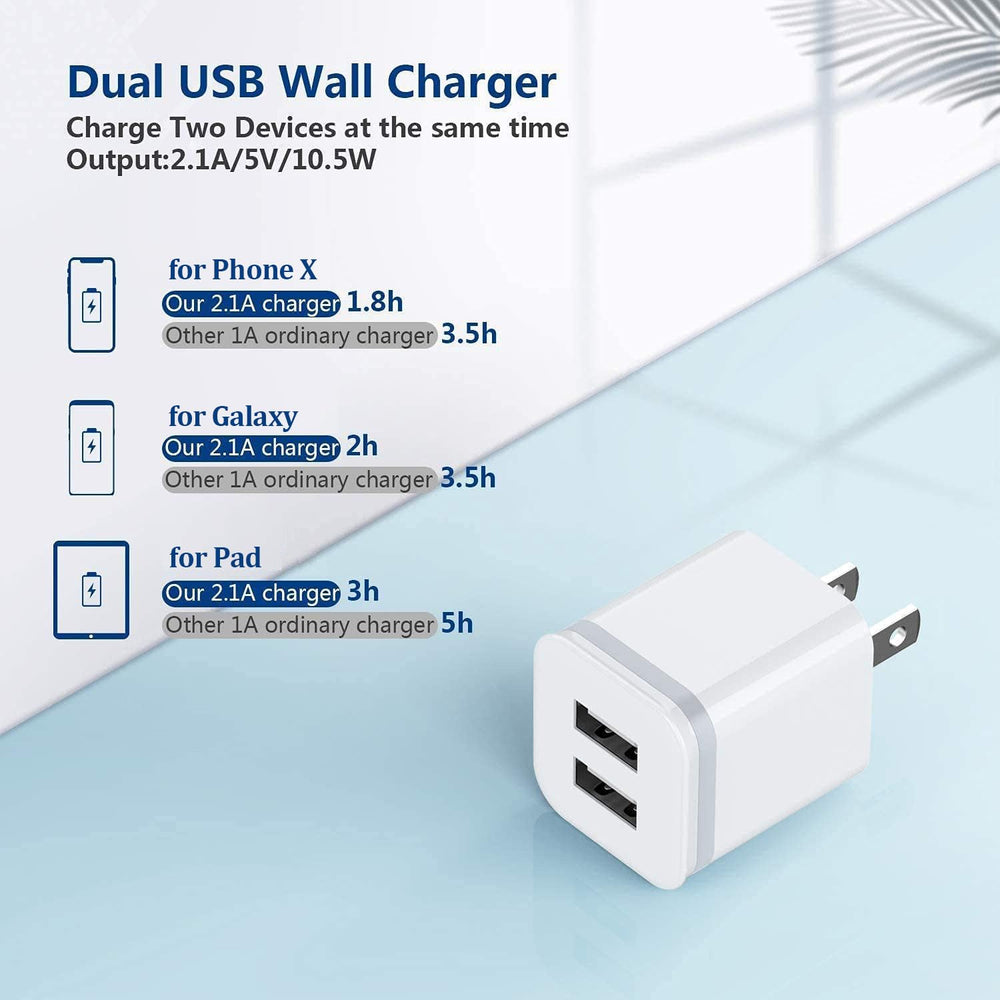 LUOATIP USB wall charger 5-pack side view highlights slim profile for easy packing.