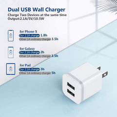 LUOATIP USB wall charger 5-pack side view highlights slim profile for easy packing.