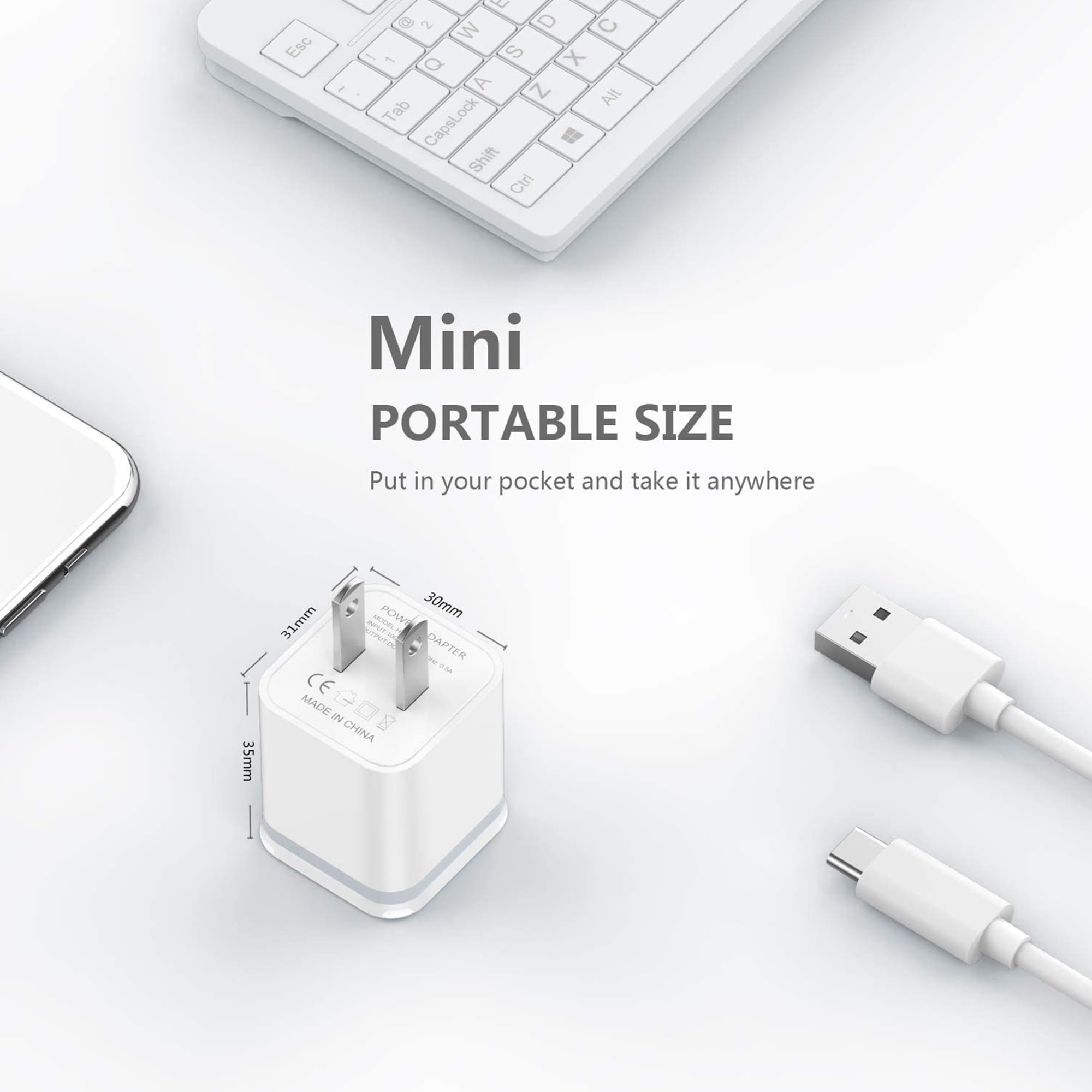 LUOATIP USB wall charger heat-resistant body supports safe charging.