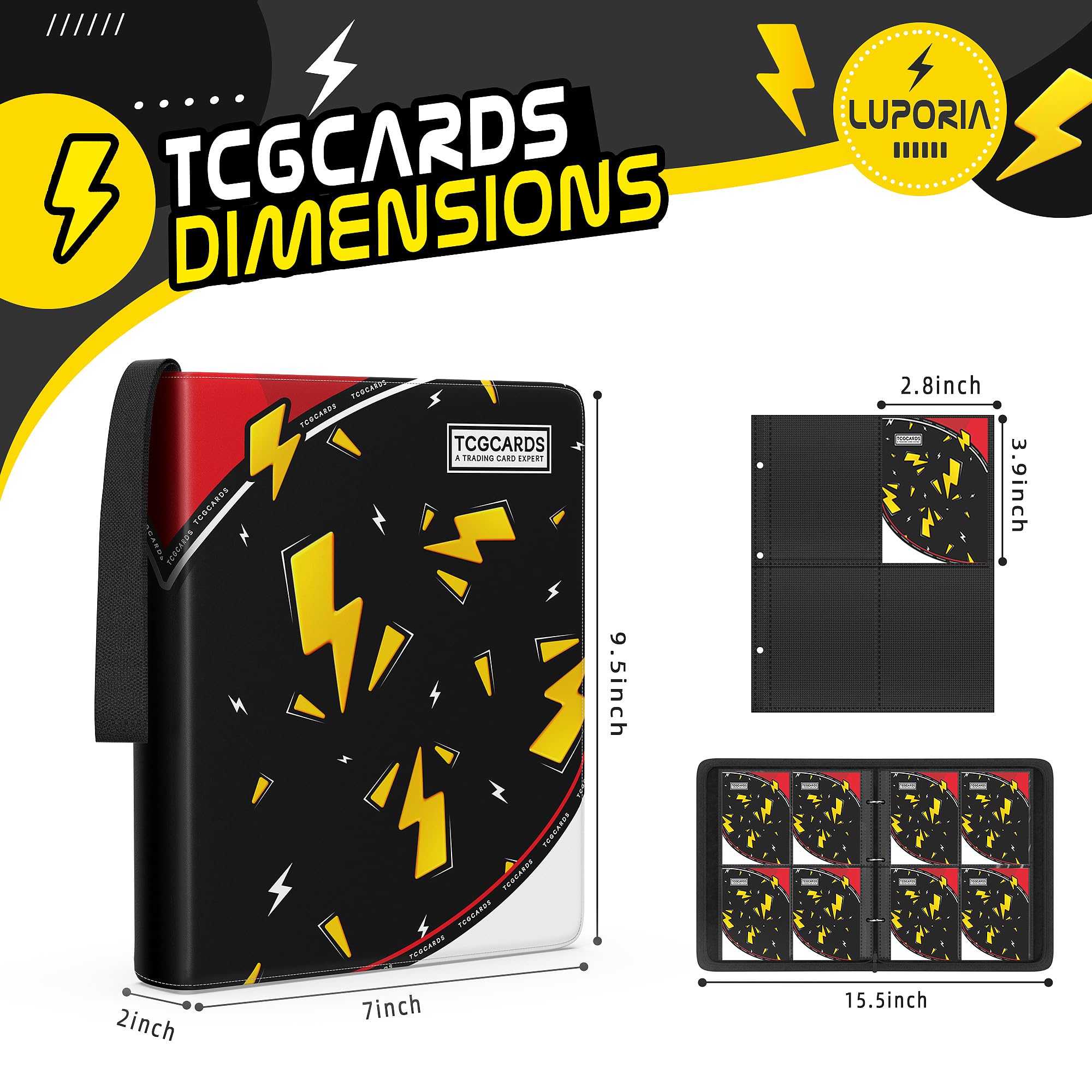 Inside view shows 400-card capacity with organized double-pocket pages.