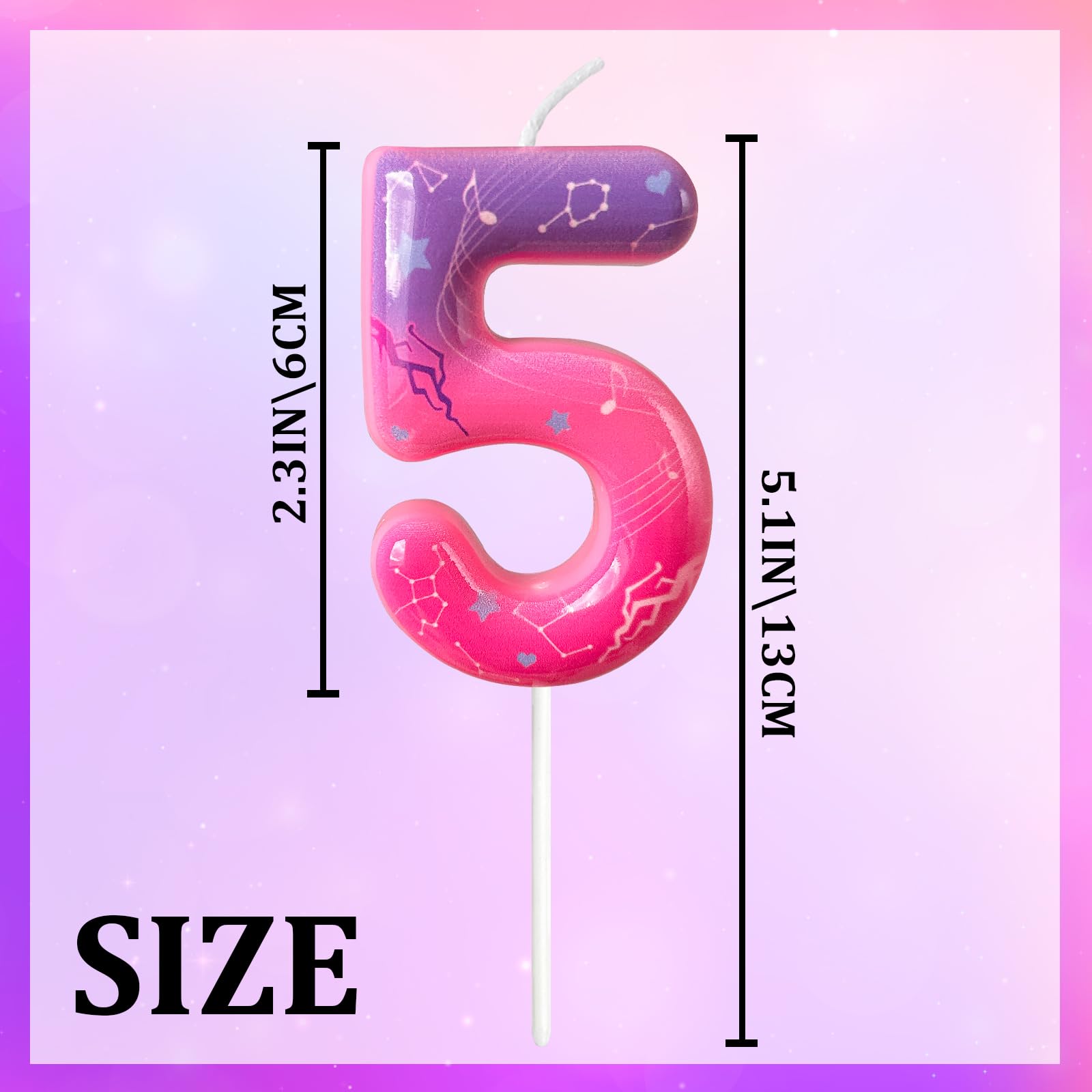 Lurevian pink purple gradient cake topper enhances birthday desserts with glossy color.