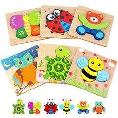 LURLIN wooden bear puzzle promotes color and shape recognition for toddlers.