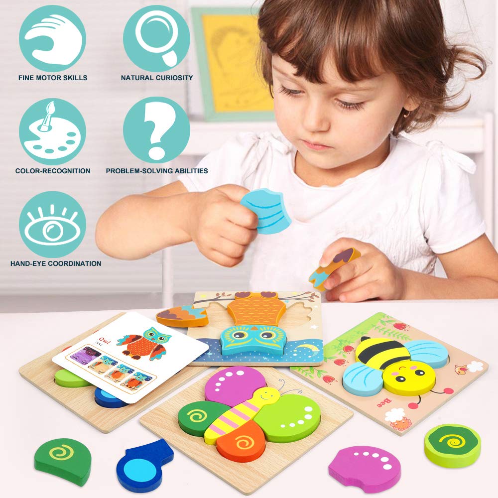 LURLIN butterfly wooden puzzle aids color sorting and pattern learning.