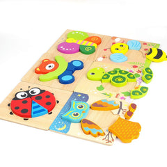 LURLIN ladybug wooden puzzle supports early cognitive skills through bright patterns.