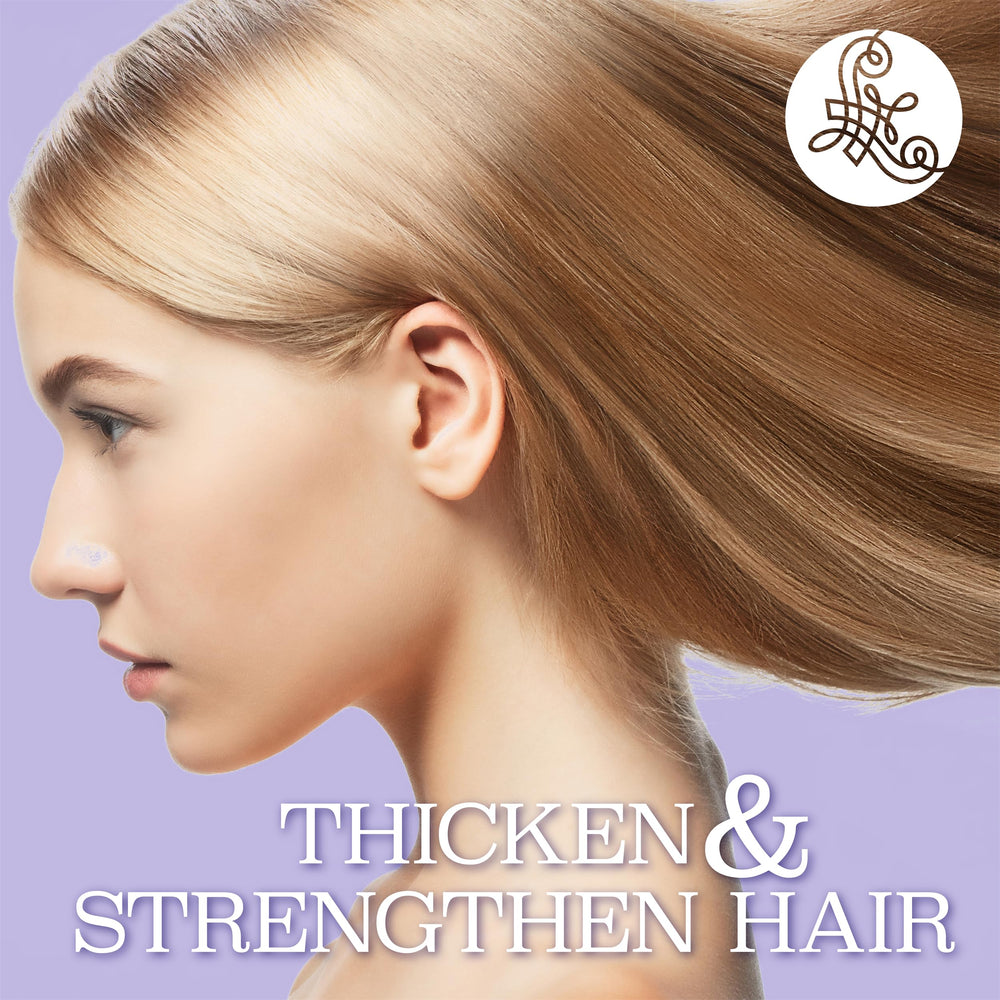 Luseta B-Complex set beside color-treated hair.
