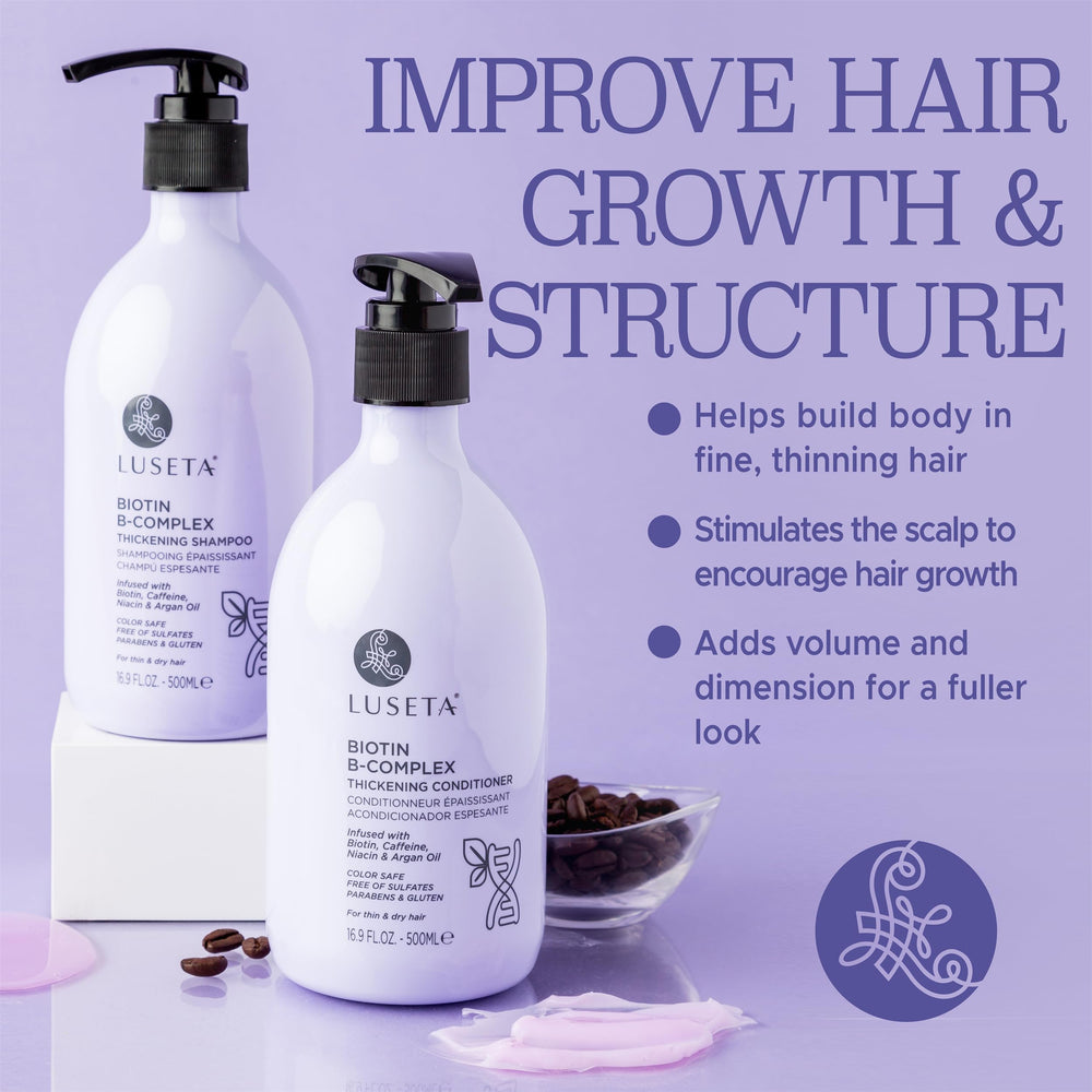 Luseta B-Complex ingredients label with biotin argan caffeine.