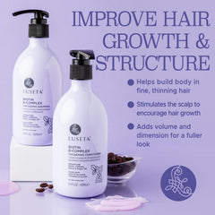 Luseta B-Complex ingredients label with biotin argan caffeine.