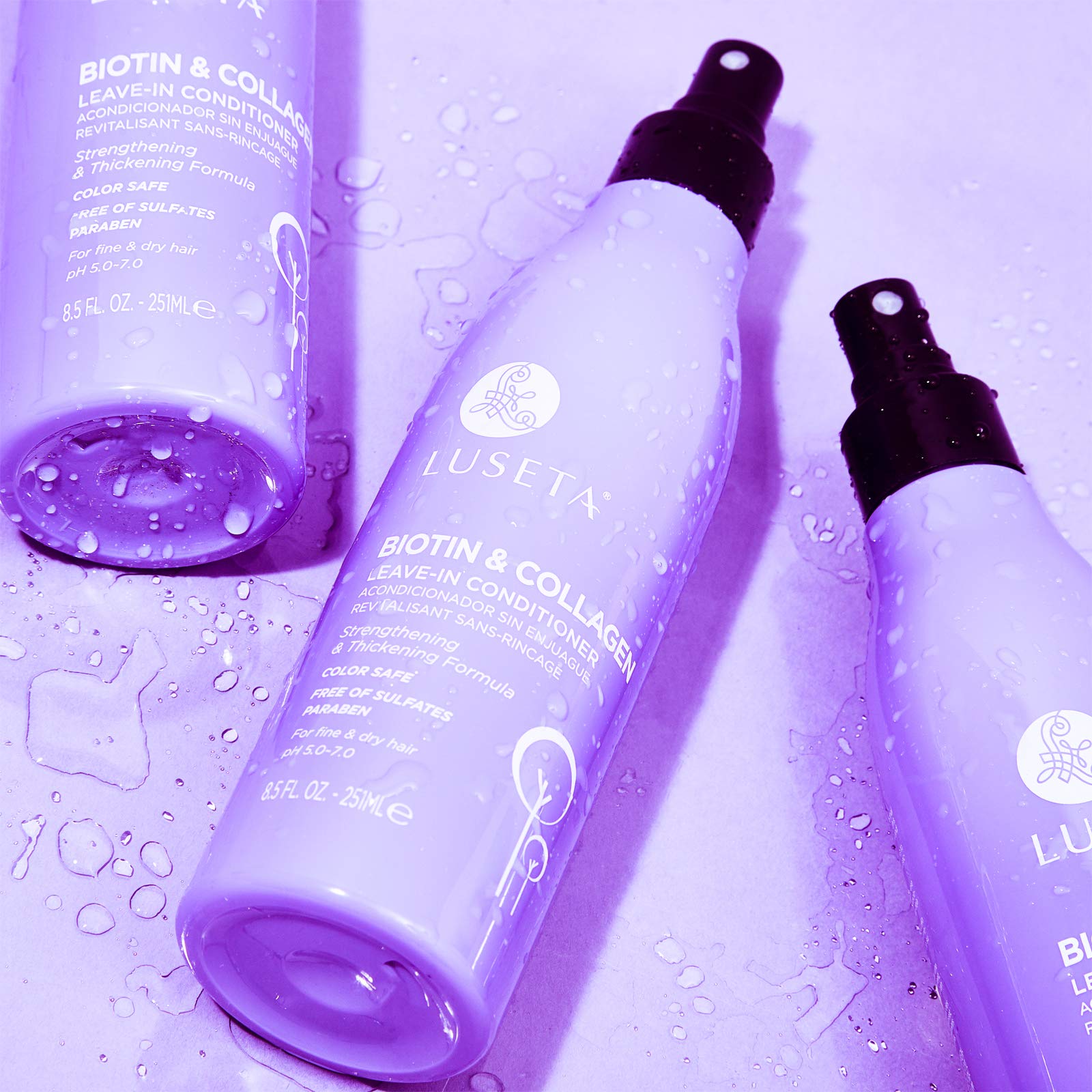 Luseta Biotin Leave-In Conditioner adding volume and bounce to hair.