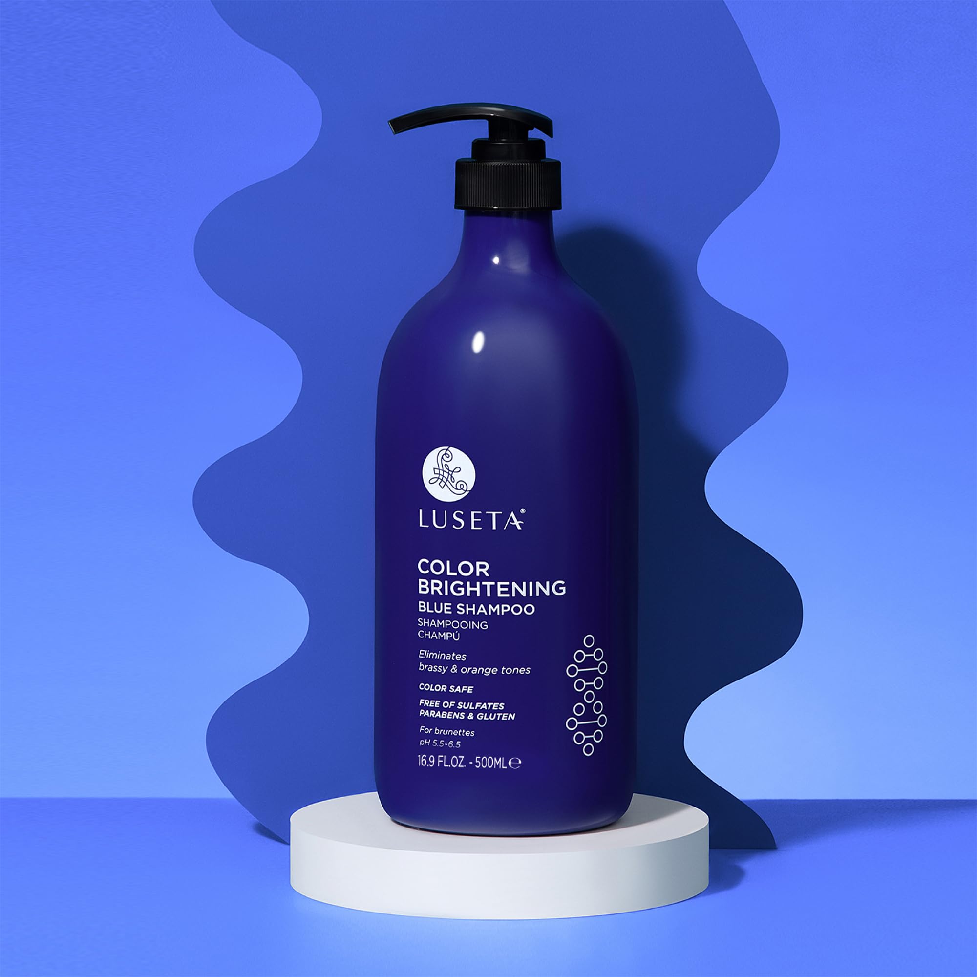 Brunette strands with cooler tones after using Luseta blue shampoo.