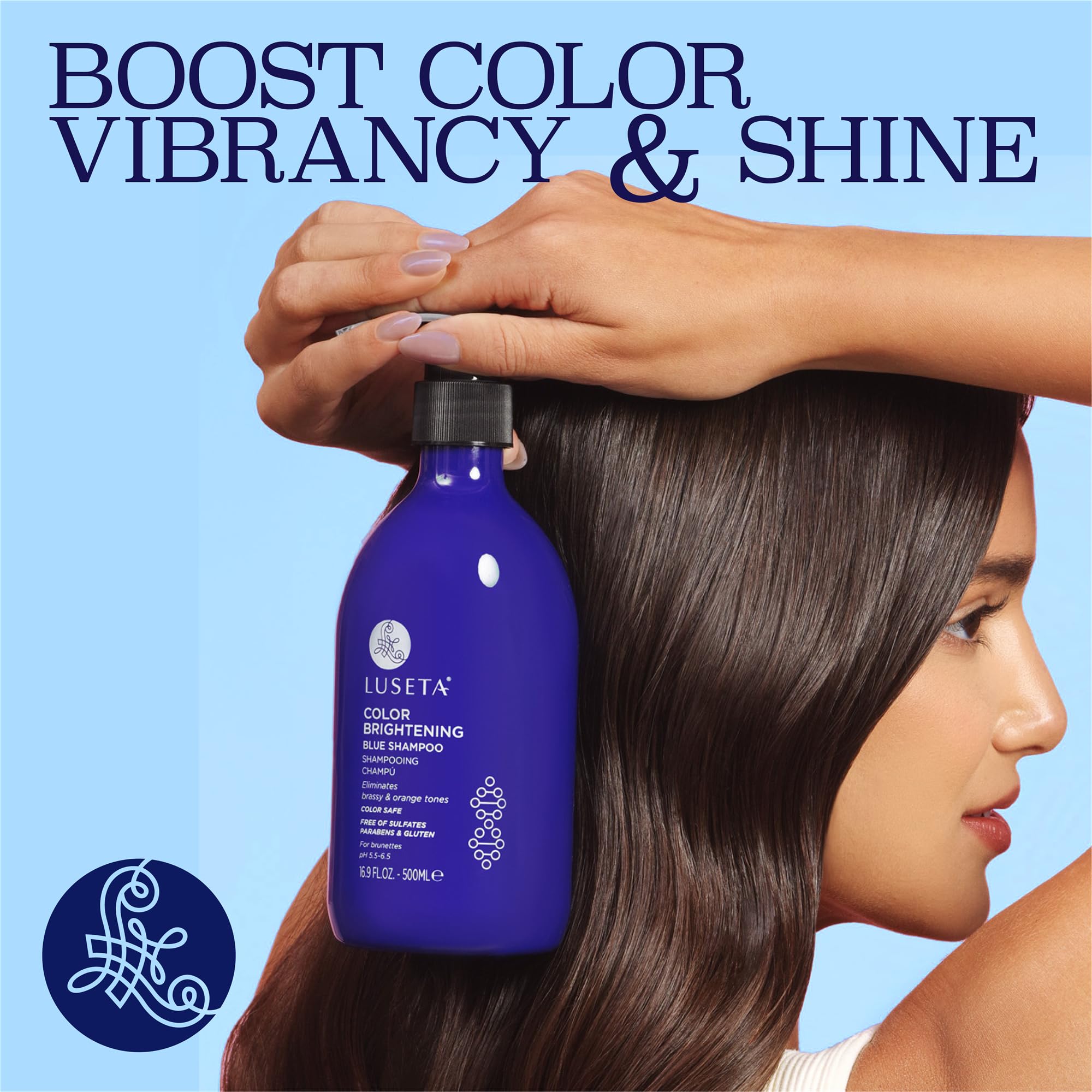 Back of Luseta bottle highlights sulfate-, phosphate-, and parabens-free formula.