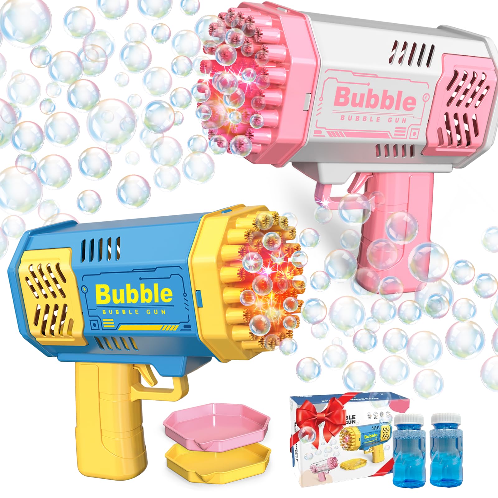 LUSJNGE two-bubble-gun-set for kids, doubles the fun during playtime.