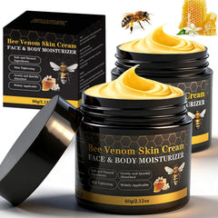 Lustrchron Bee Venom Skin Cream on the face shows firming and smoother texture.