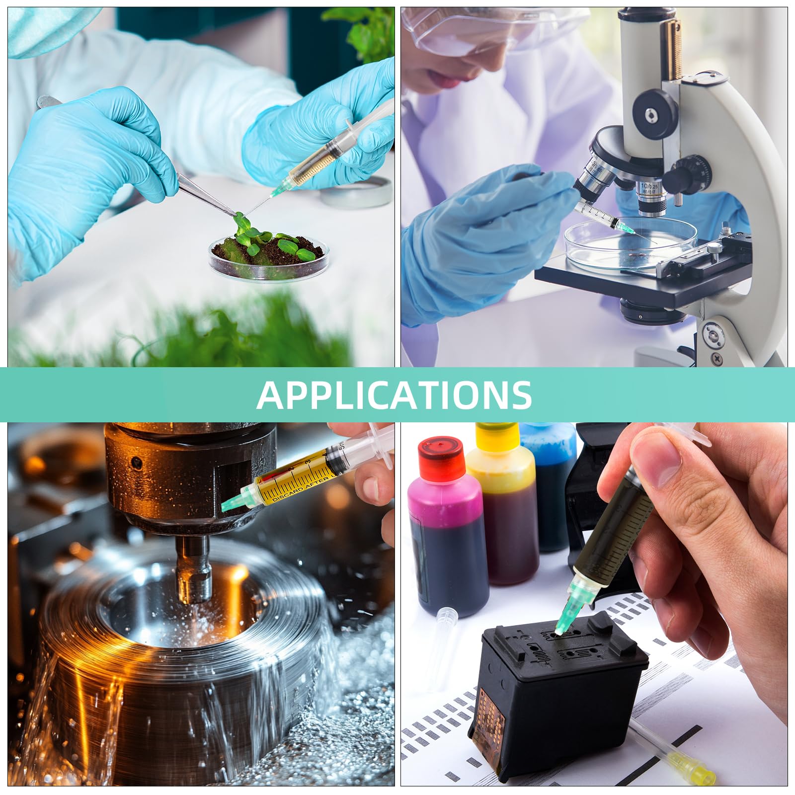 Industrial use only note for compliant lab practices with LUTAICACA syringes.