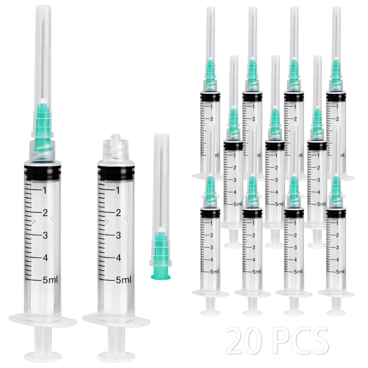 LUTAICACA 5ml syringe with 21G needle for precise liquid measurement.