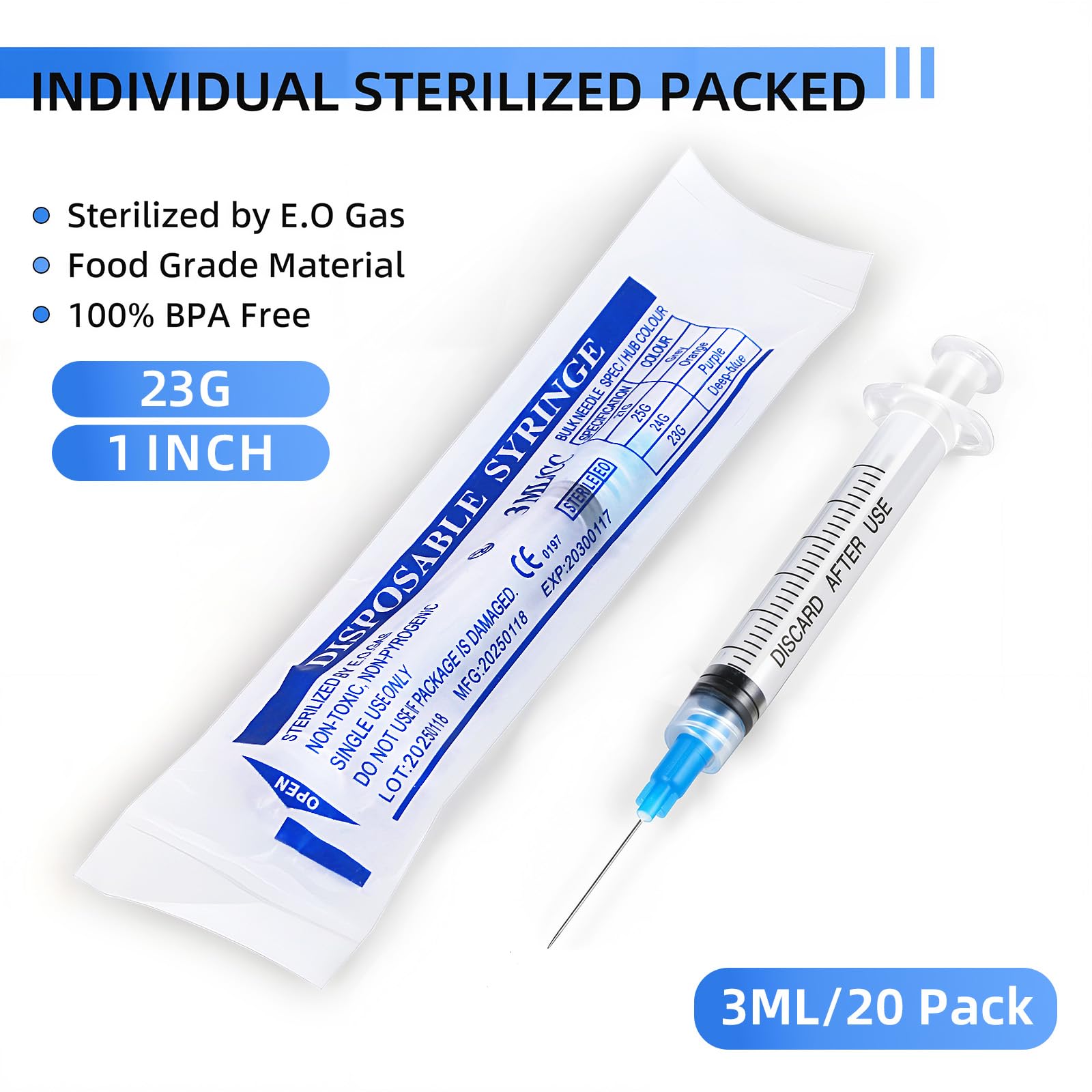 LUTAICACA Luer Lock syringe with secure connection and leak prevention