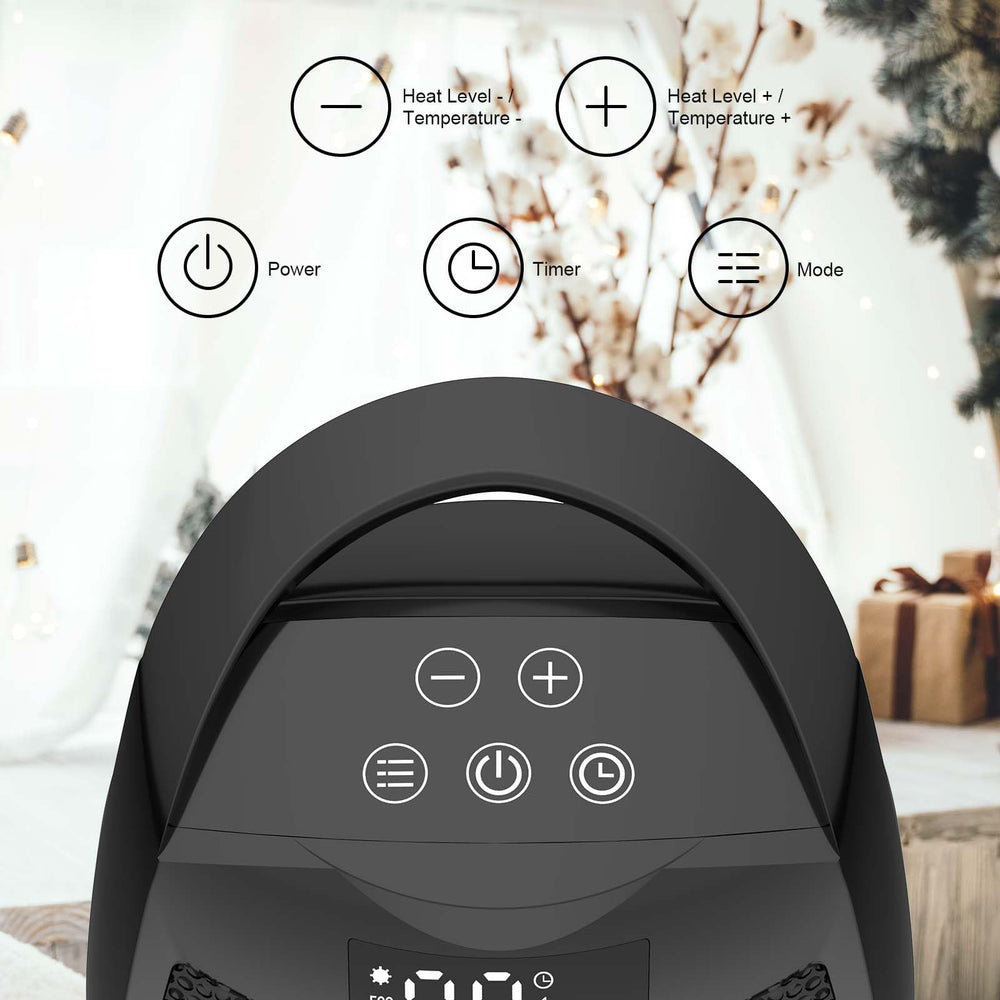 Lutntc ceramic heater with digital display shows temperature and mode for easy control