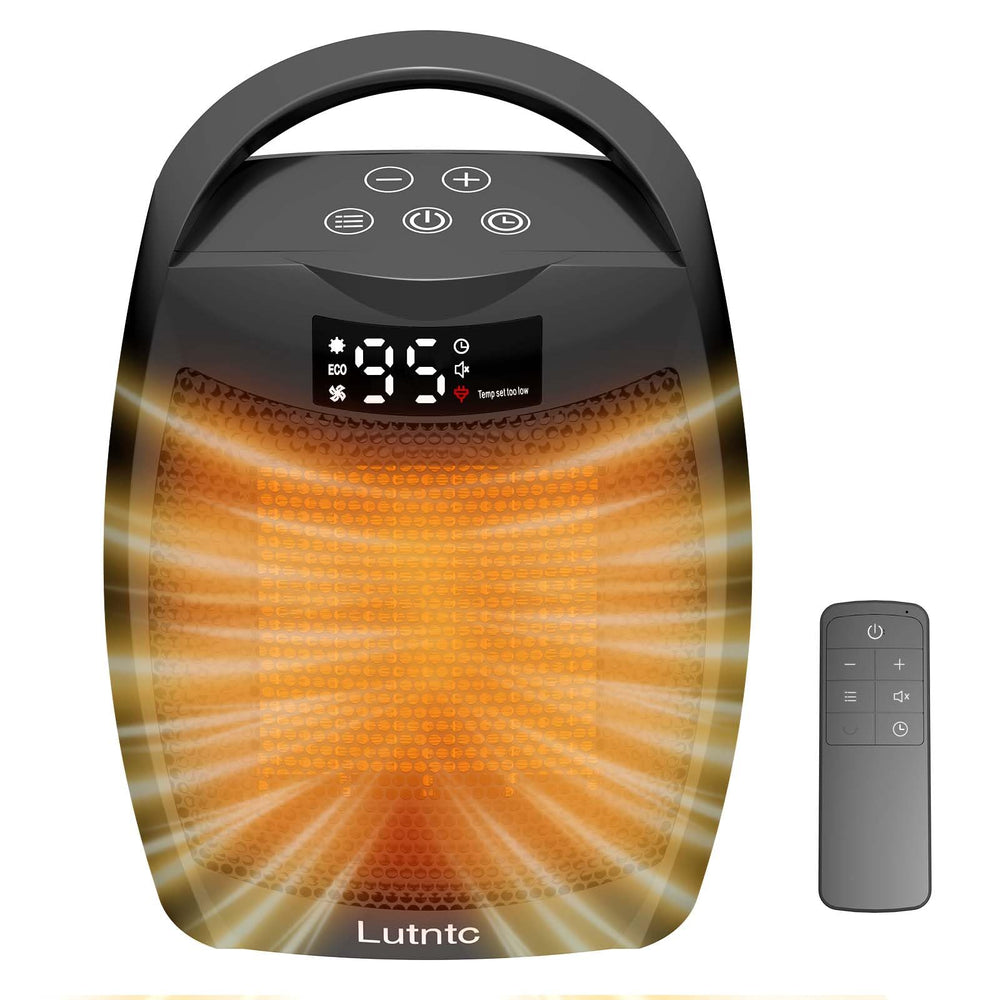 Lutntc portable ceramic space heater front view for quick warmth in small spaces
