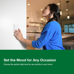 Slider control on Lutron Diva LED+ Dimmer provides precise brightness adjustment.