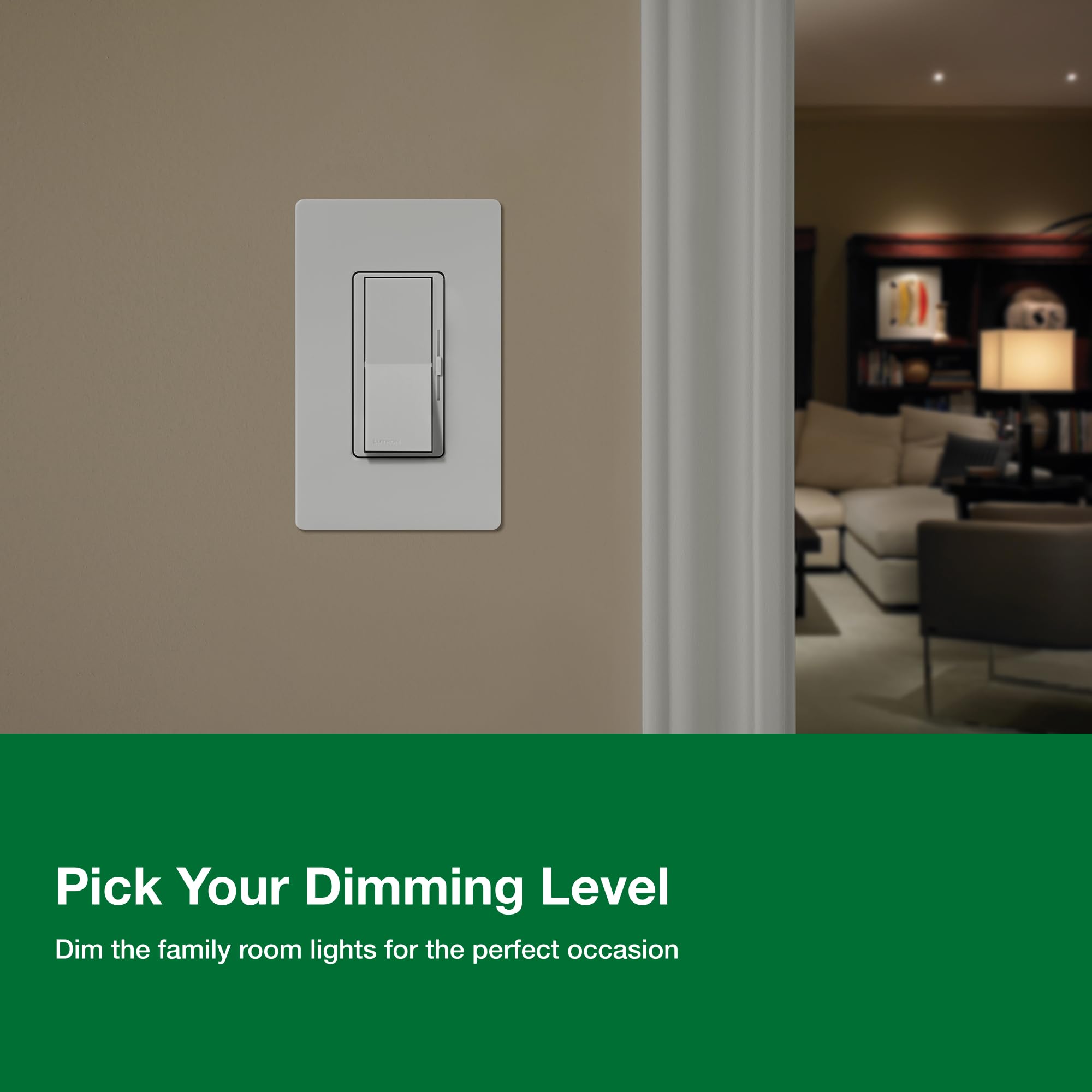 Coordinating wall plate shown for a clean, finished look (sold separately).
