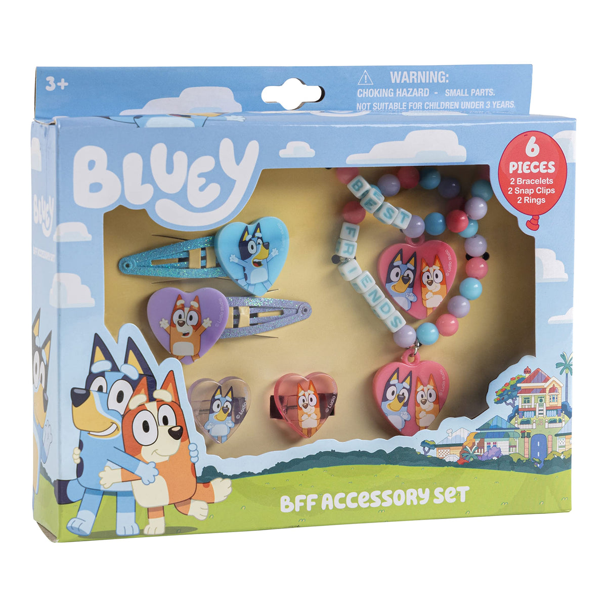 LUV HER Bluey BFF box set front view shows complete dress-up kit for imaginative play