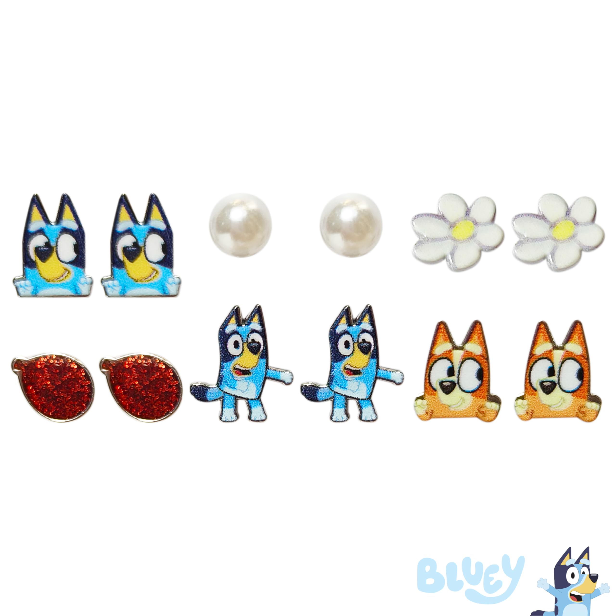 LUV HER Bluey character themed earrings spark imaginative dressing and pretend play.