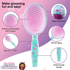 LUV HER Gabby's Dollhouse Hair Brush purple rounded bristles on soft pink cushion